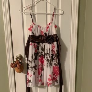 Off white with pink and brown flowers dress